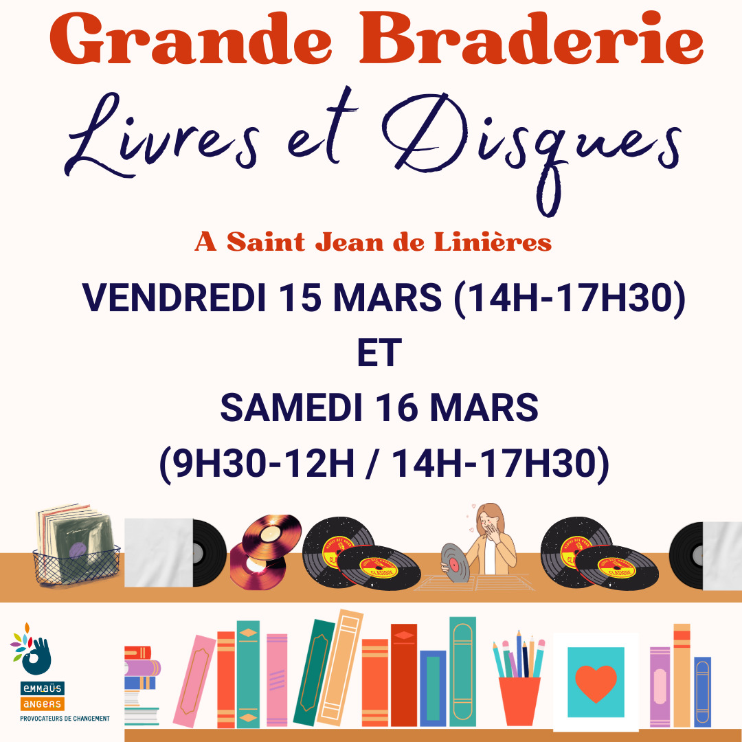 Grande Braderie de Livres et Disques Communauté Emmaüs Angers