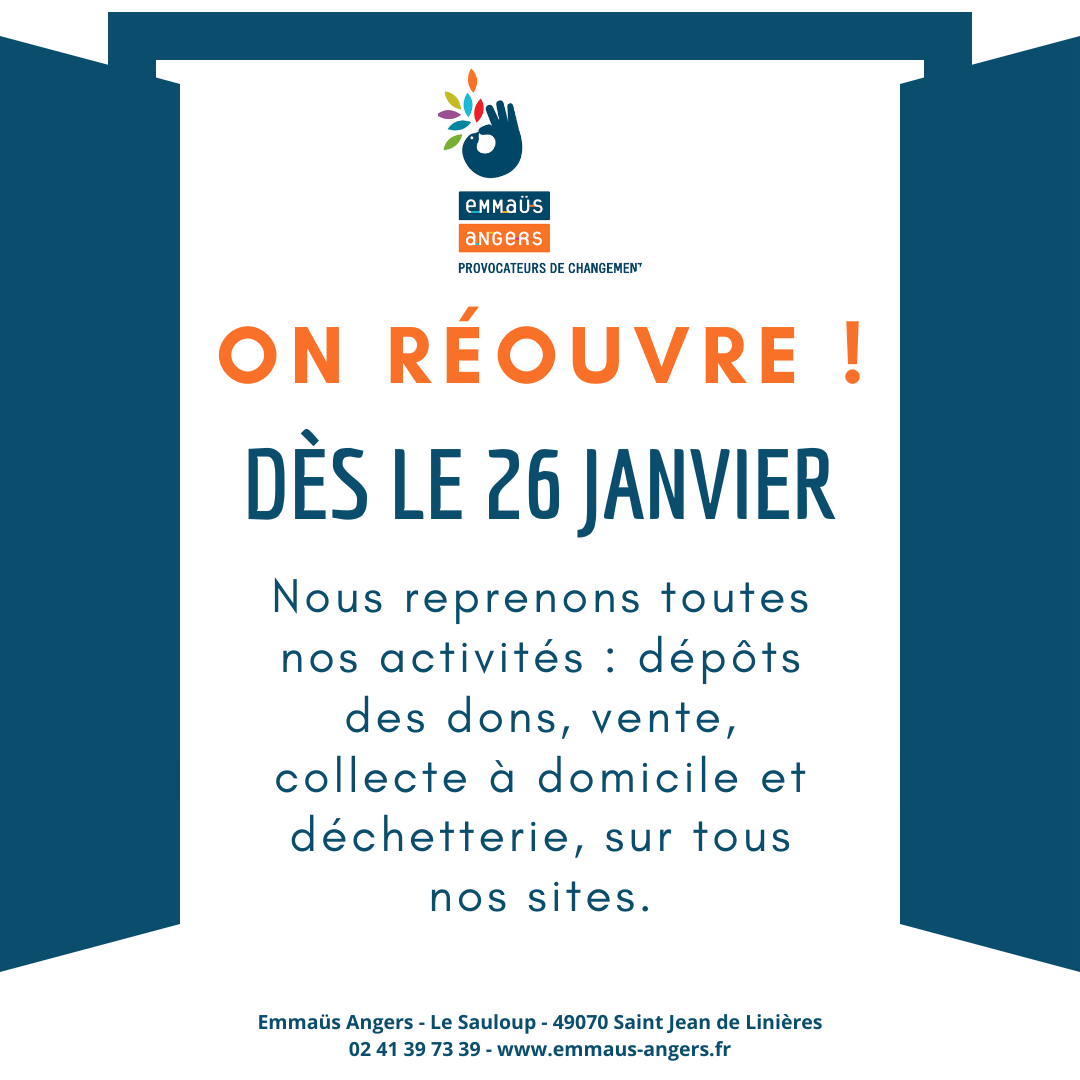 Emmaüs Angers - Le Sauloup - 49070 Saint Jean de Linières 02 41 39 73 39 - www.emmaus-angers.fr